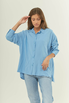 Camisa oversize, de poplin, con gota en espalda