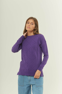 Sweater de bremer, labrado con motas y guardas. en internet