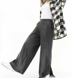 Maxi palazzo de jean nevado con bolsillos. - comprar online