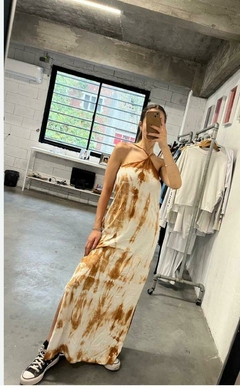 Vestido batik, largo de algodón, con tajos. - Proverbio