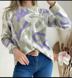 Sweater de bremer con estampa de corazones. - comprar online