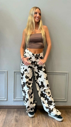 Wide leg de gabardina , diseño vaca - comprar online