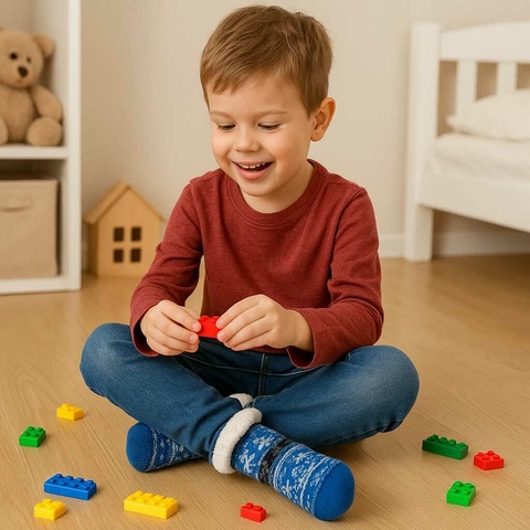 Pantumedia de Niñ@s unisex , de corderito, con base antideslizante.