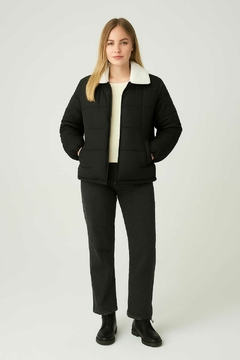 Campera puffer con corderito. Importada, Calidad premium.