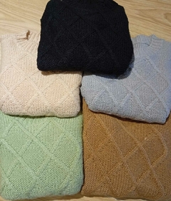 Sweater tejido, tramado en rombos . - comprar online