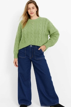 Sweater tejido, oversize tejido tramado en cadena de ochos.