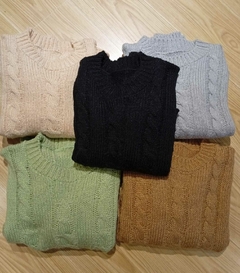 Sweater tejido, oversize tejido tramado en cadena de ochos. - comprar online