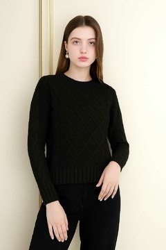 Sweater tejido, tramado en rombos . - comprar online