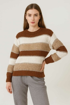 Sweater tejido, con guardas.