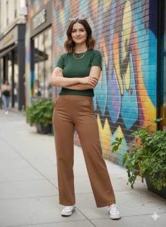 Pantalon wide leg, de bengalina. Con elástico en cintura en parte posterior. en internet