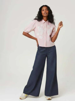 Maxi palazzo de jean, con tajos en terminación. - Proverbio