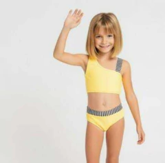 Bikini de nenas a un hombro, con elástico ancho a rayas. Calidad premium. Art 8303 en internet