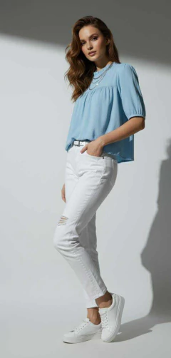 Camisola de lino rústico, con guardas verticales labradas. Oversize. - Proverbio