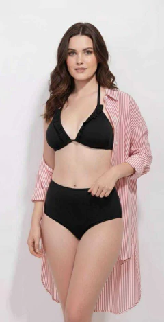 Camisa extra larga de poplin rayado, con bolsillos.