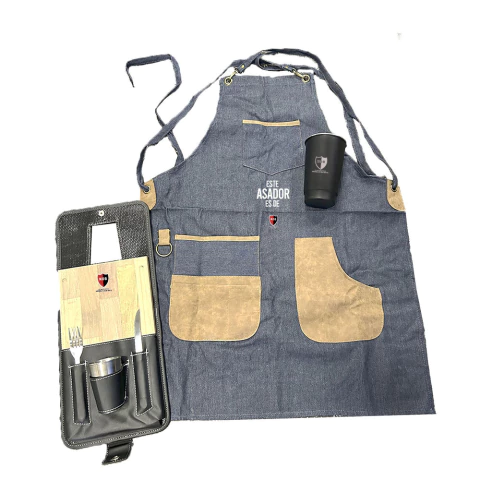 SET ASADO NEWELL´S OLD BOYS CON DELANTAL Y VASO FERNETERO - PODEMOS PERSONALIZARLO - comprar online