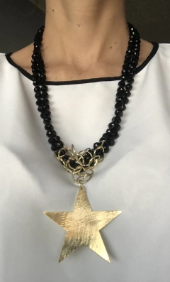 Collar Estrella XL con cristales negros - Joyas De Mi Alma
