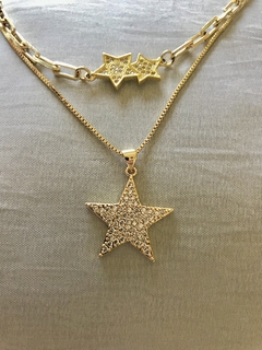 Choker doble estrella con circones - comprar online