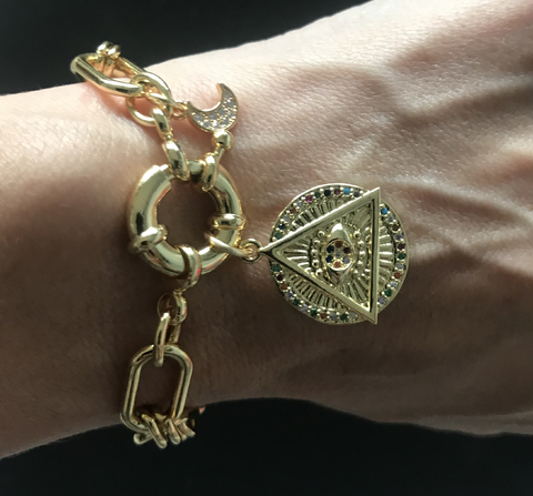 Pulsera pirámide ojo protector y luna