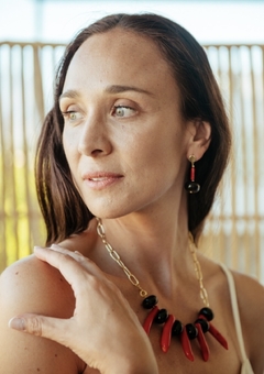 Collar coral con piedra natural - comprar online