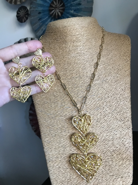 Aros doble corazón alambrismo