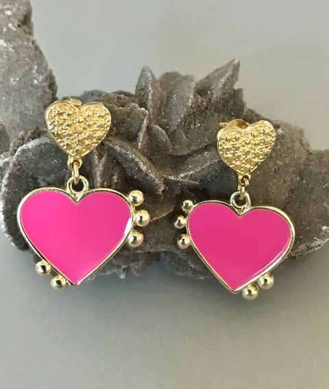 AROS CORAZON FUCSIA