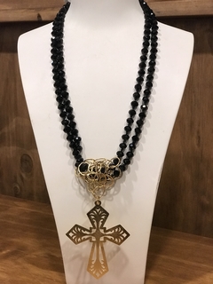 Collar cruz cristales negros - comprar online