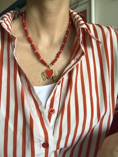 Collar corazón esmaltado rojo - comprar online