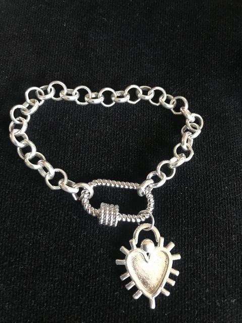 Pulsera cadena rolo con corazón - comprar online