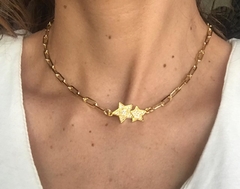 Choker doble estrella con circones