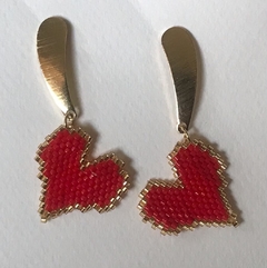 AROS LARGOS CORAZON MIYUKI ROJO
