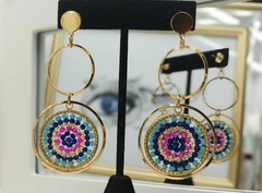 Aros triple círculo fucsia