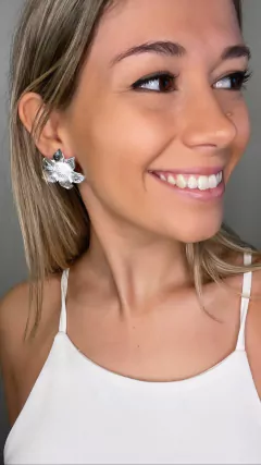 Aros flor plata