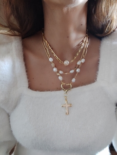 Collar perlas y circones de colores - comprar online