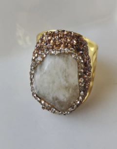 Anillo piedra natural con circones - tienda online