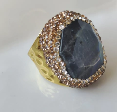 Anillo piedra natural con circones - Joyas De Mi Alma