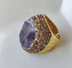 Anillo piedra natural con circones - comprar online