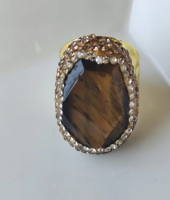 Anillo piedra natural con circones - tienda online