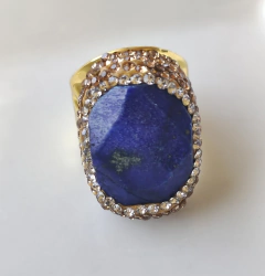 Anillo piedra natural con circones - Joyas De Mi Alma