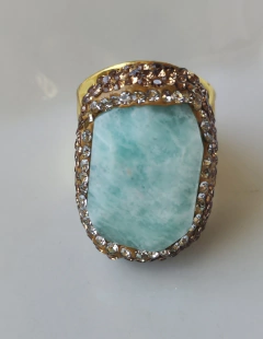 Anillo piedra natural con circones - comprar online