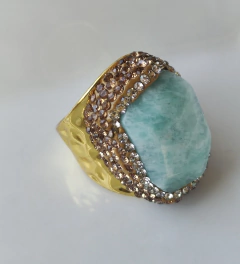 Anillo piedra natural con circones