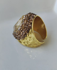 Anillo piedra natural con circones - tienda online
