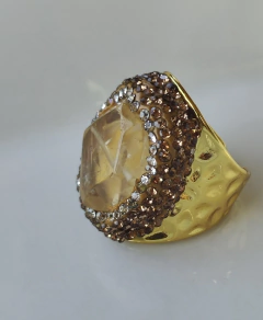 Anillo piedra natural con circones - Joyas De Mi Alma