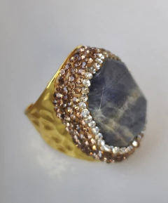 Anillo piedra natural con circones - comprar online