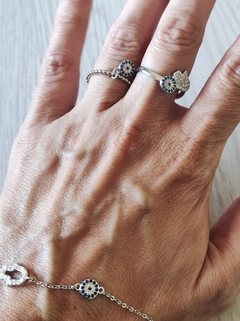 Anillo plata mano Fátima y ojo protección - comprar online