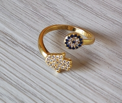 Anillo oro mano Fátima con ojo protección - comprar online