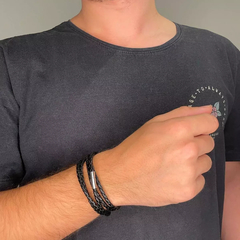 Pulsera cuero negra