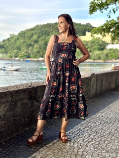 Vestido Cristal Flores - alça larga