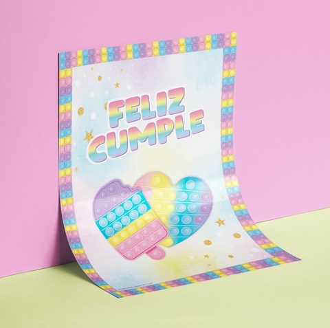 Afiche feliz cumple pop it x1