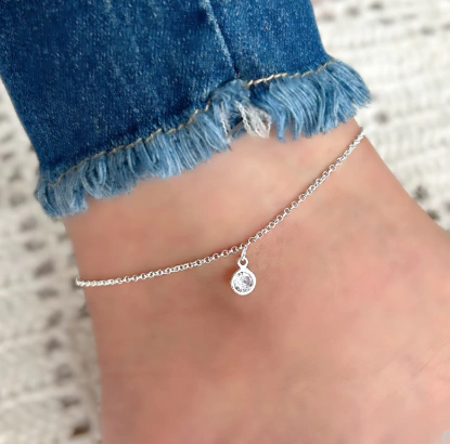 Tornozeleira Elo com Zirconia Redonda