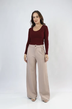 BLUSA MANGA LONGA CANELADA GOLA REDONDA - comprar online